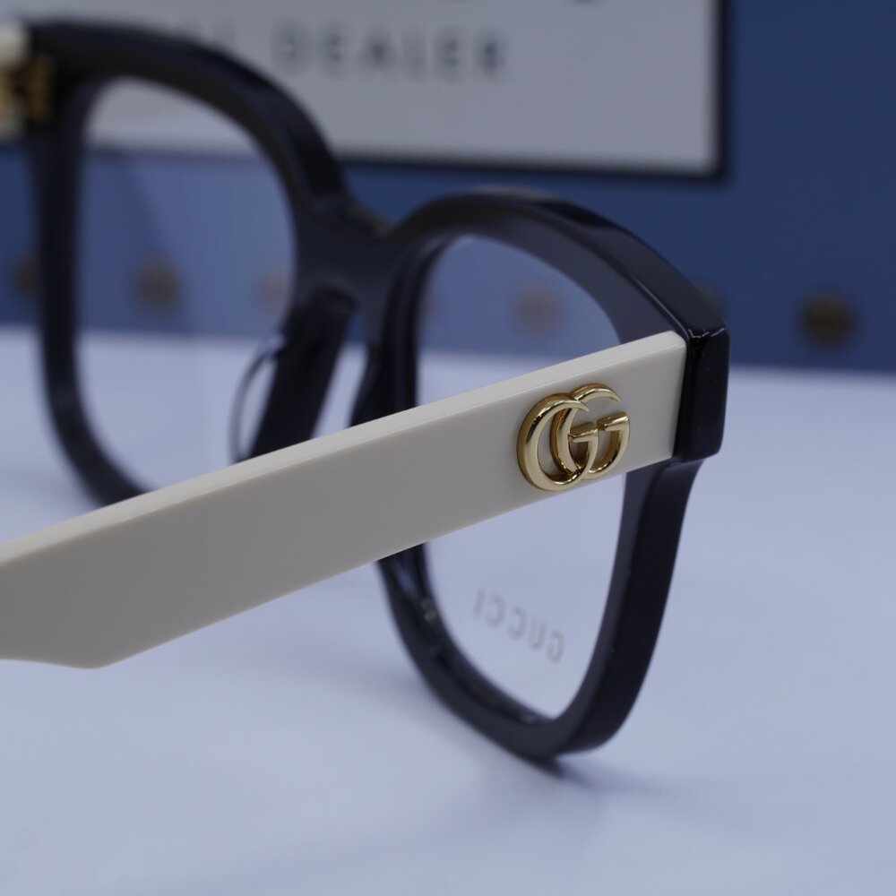 Gucci GG0958O 005 Square Eyeglasses - Black/White 52mm - Picture 6 of 11